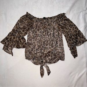 Cheetah Print Off-the-Shoulder Top